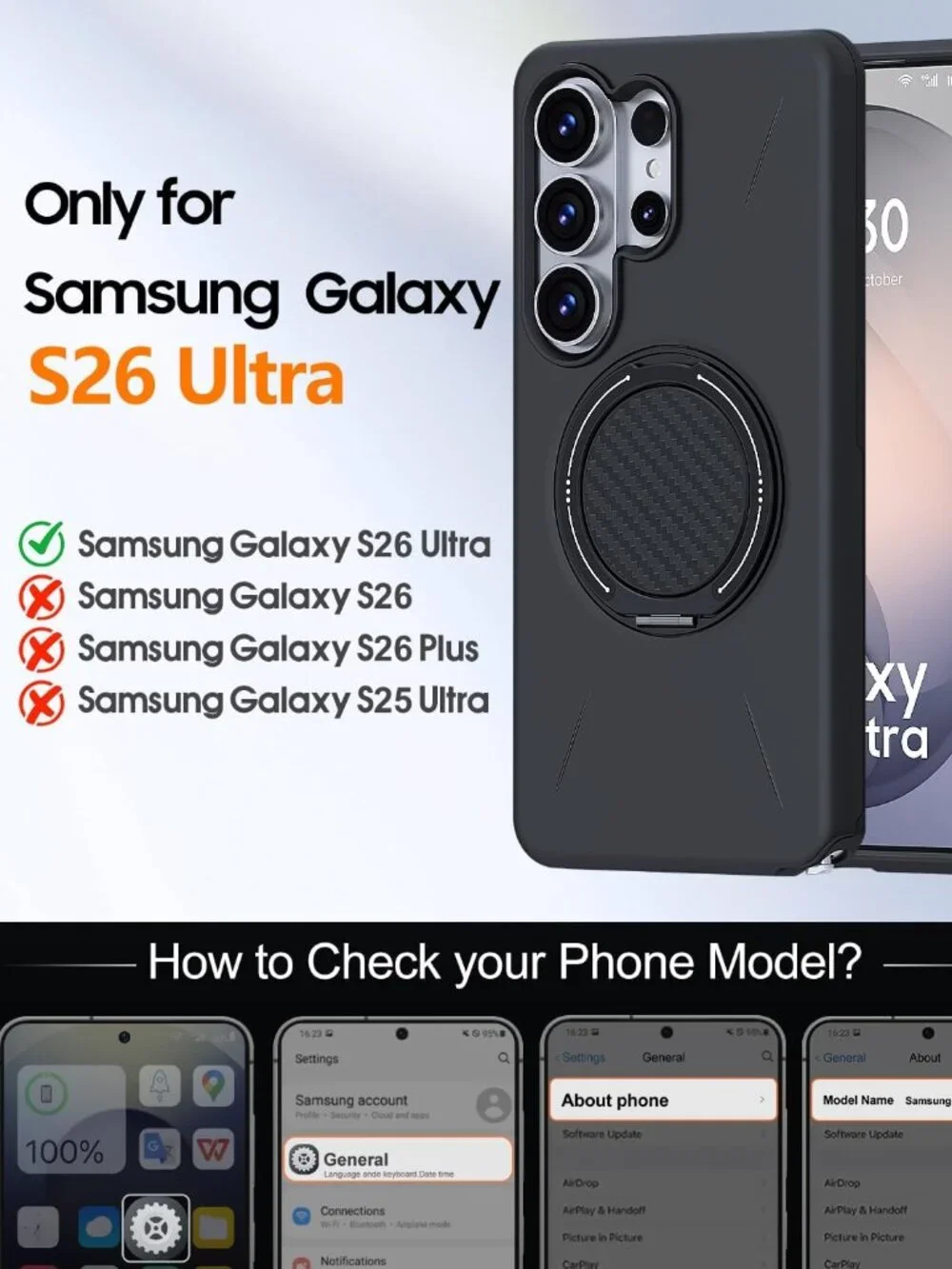 Samsung Galaxy S26 Ultra Case Ring Holder Kickstand Screen Protector Shockproof